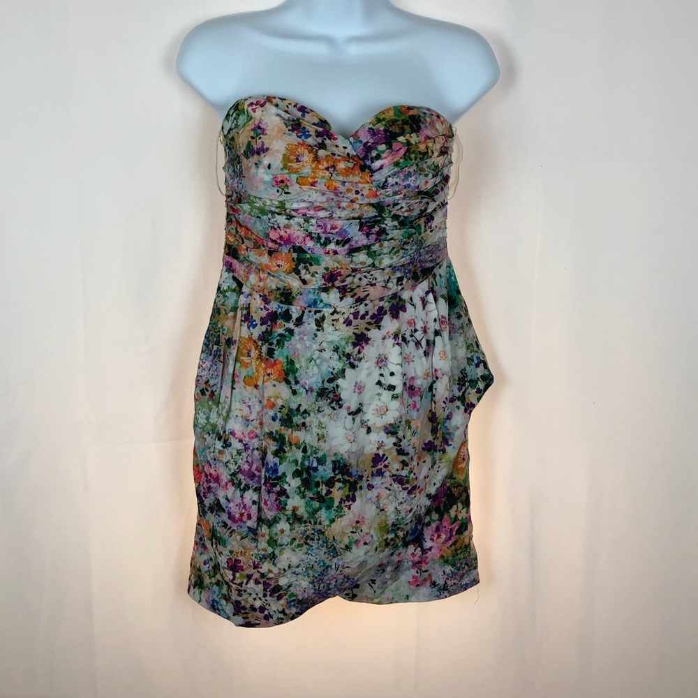 Zara strapless floral dress M